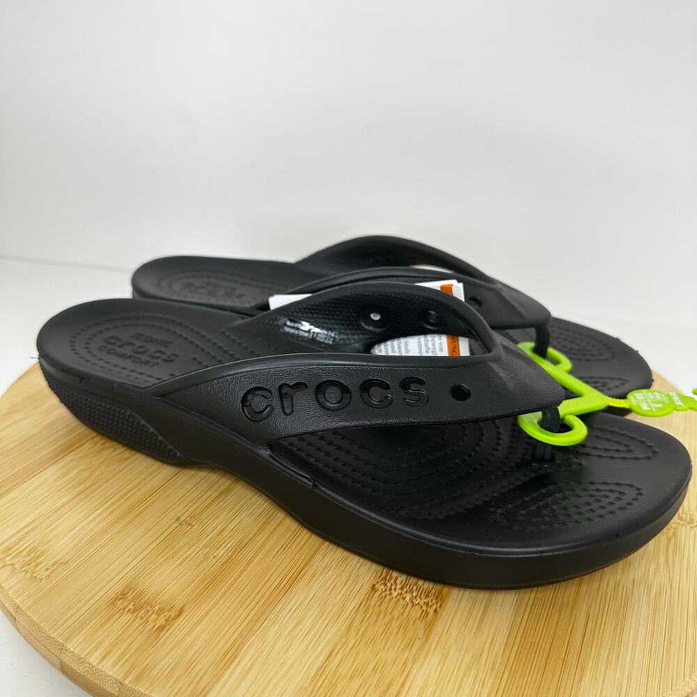 Crocs Baya II Flip Flops Thong Sandals Comfort Black Slip On Unisex M6/W8 NEW